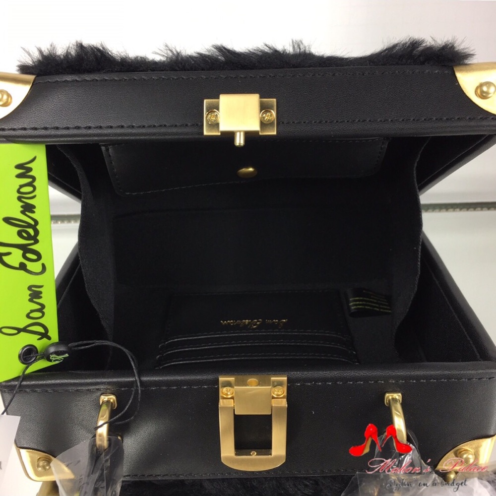 Sam Edelman Black Faux Leather/Fur Shoulder Bag - Picture 6 of 7